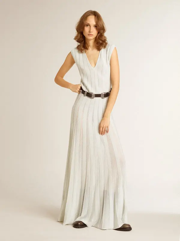 Women’s baby blue dress with vertical striped pattern online