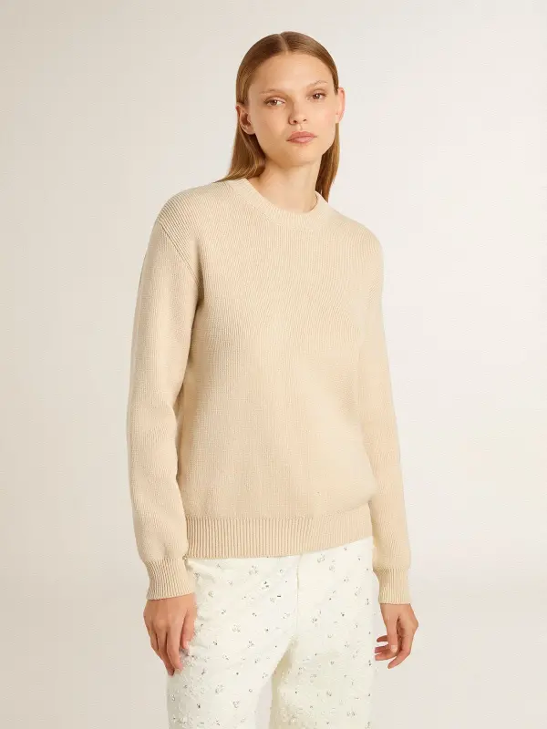 Women’s beige sweater with ‘Golden’ lettering on the back online