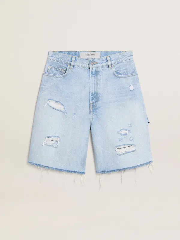 Women’s Bermuda shorts in lived-in effect denim online