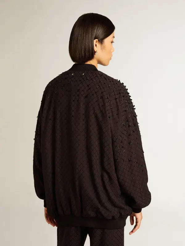 Women’s black cardigan with shaded embroidery online