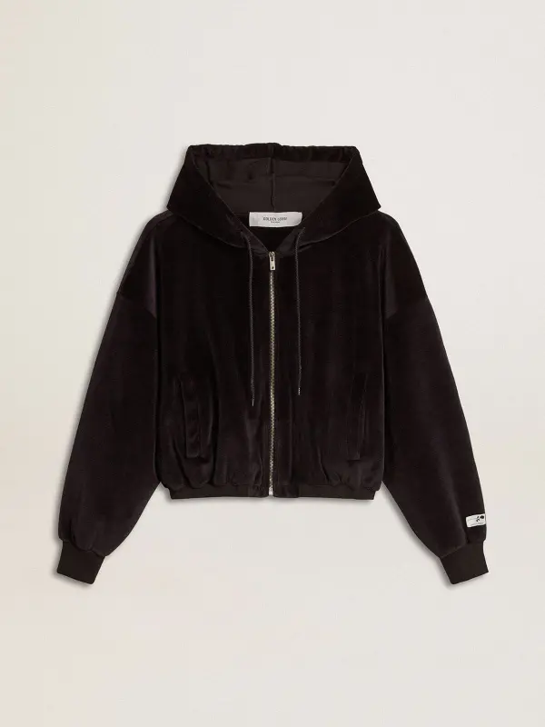 Women’s black cotton-blend hoodie with zip online