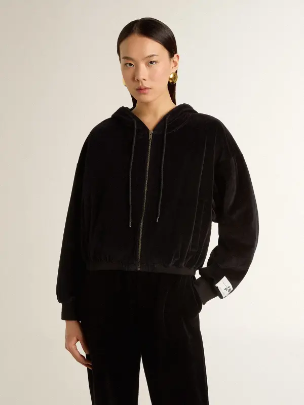 Women’s black cotton-blend hoodie with zip online