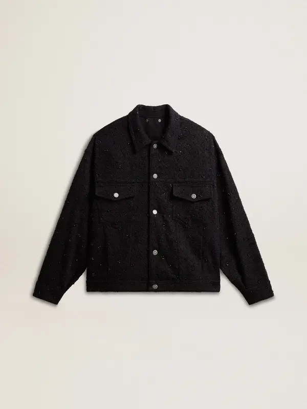Women’s black denim jacket with embroidery online