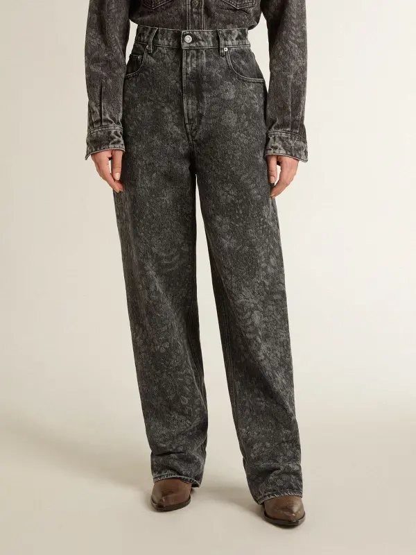 Women’s black jeans with a floral motif online