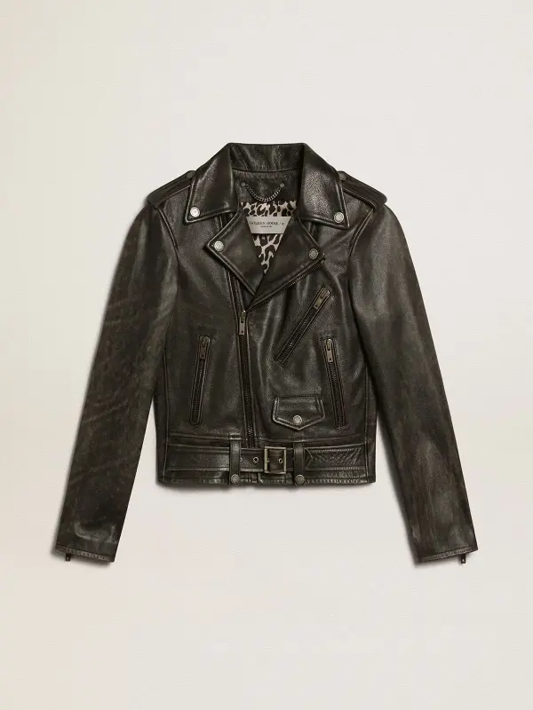 Women’s black leather biker jacket – Golden Goose online