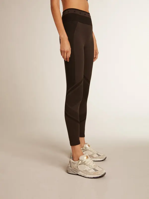 Women’s black leggings with mixed stitching online