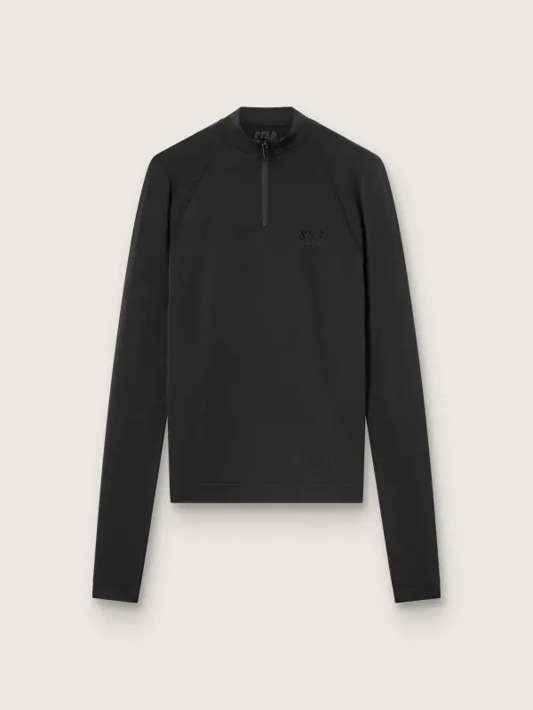 Women’s black long-sleeve sports top with zip online