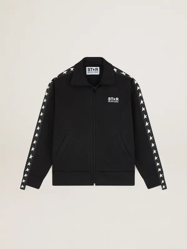 Women’s black zipped sweatshirt with white stars online