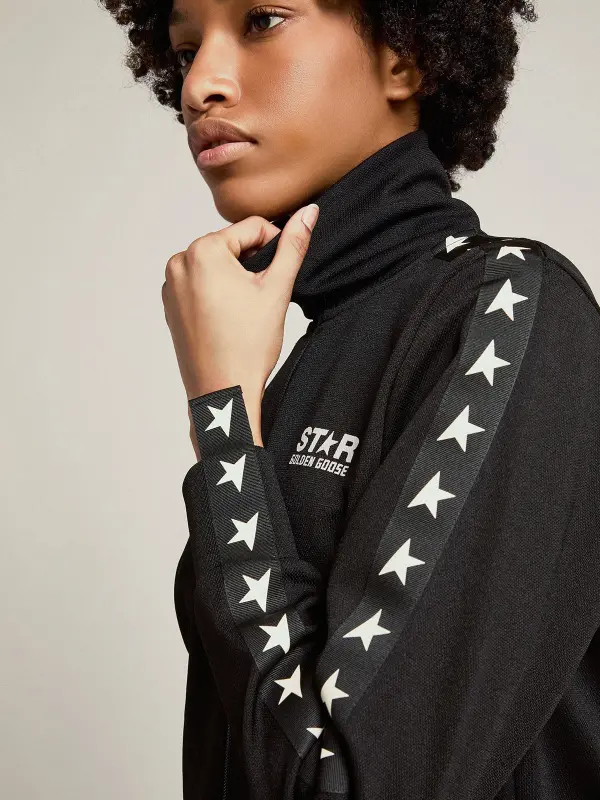 Women’s black zipped sweatshirt with white stars online