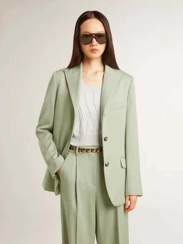 Women’s blazer jacket in sage-green wool online