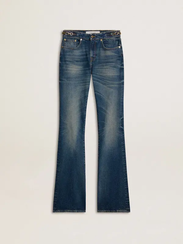 Women’s bootcut jeans with a vintage wash and metallic details online