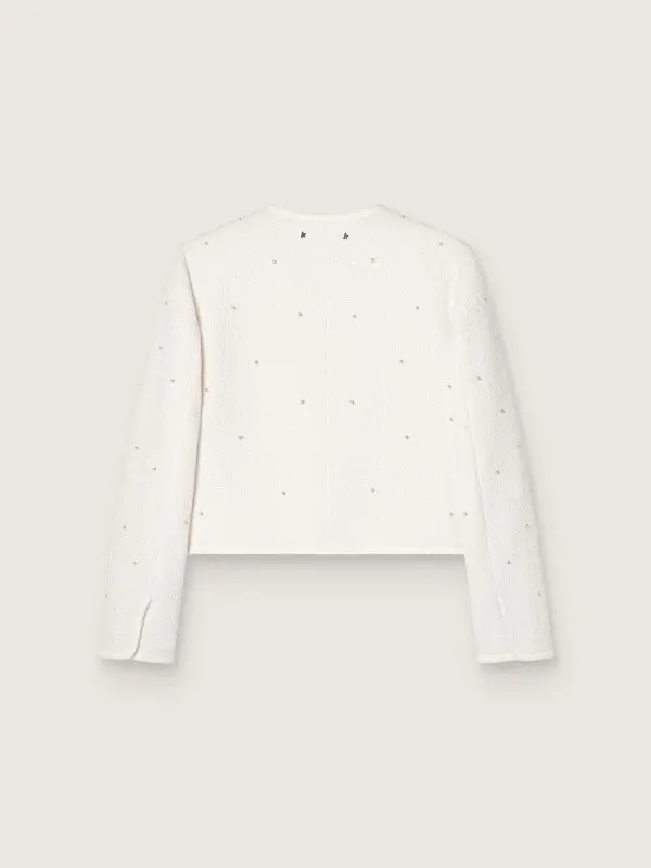 Women’s boxy jacket in bouclé cotton with all-over beads online