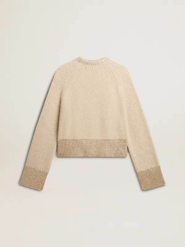 Women’s boxy sweater in wool with hotfix crystal decoration online