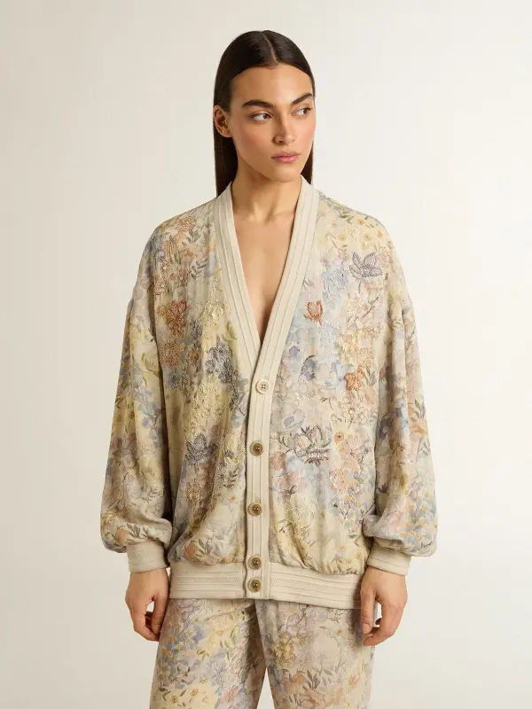 Women’s cardigan with floral print and embroidery online