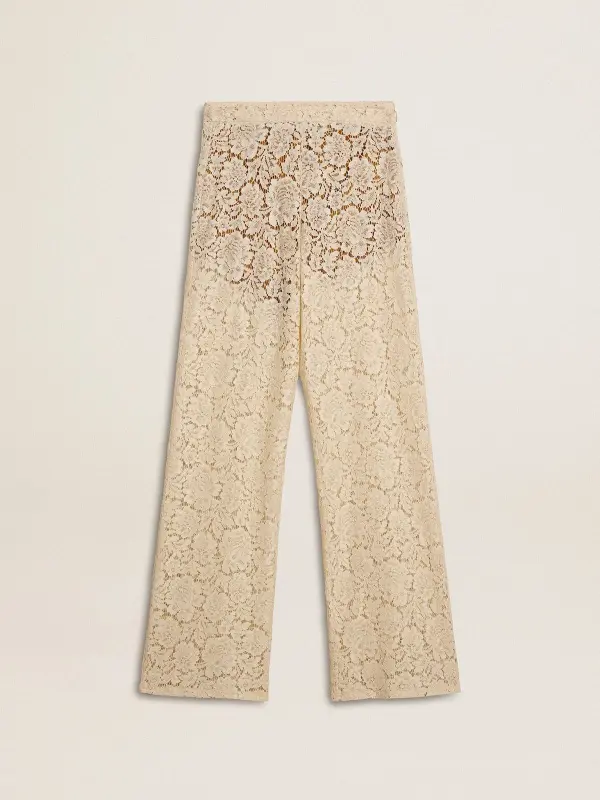 Women’s cream-colored see-through lace pants online