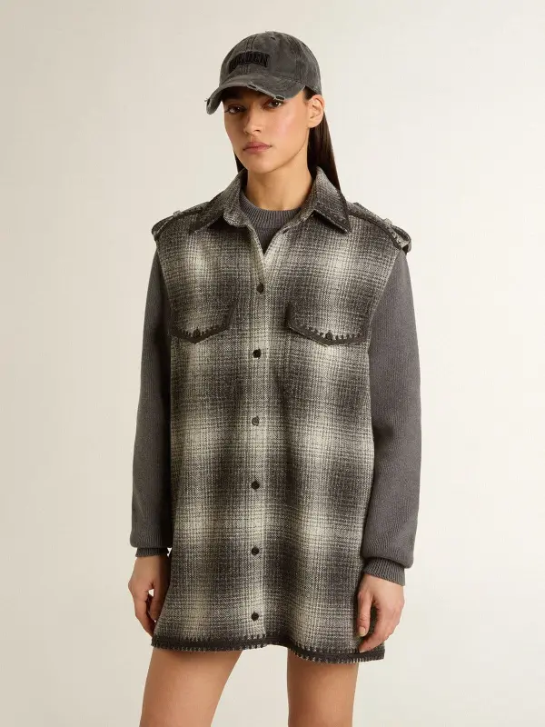 Women’s dark gray wool-blend shirt dress online