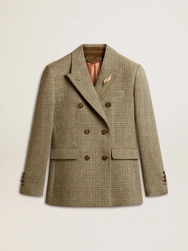 Women’s double-breasted blazer in Shetland wool online