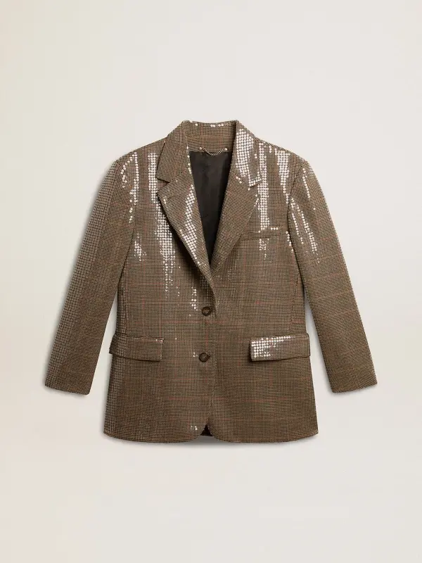 Women’s houndstooth jacket with all-over sequin embroidery online