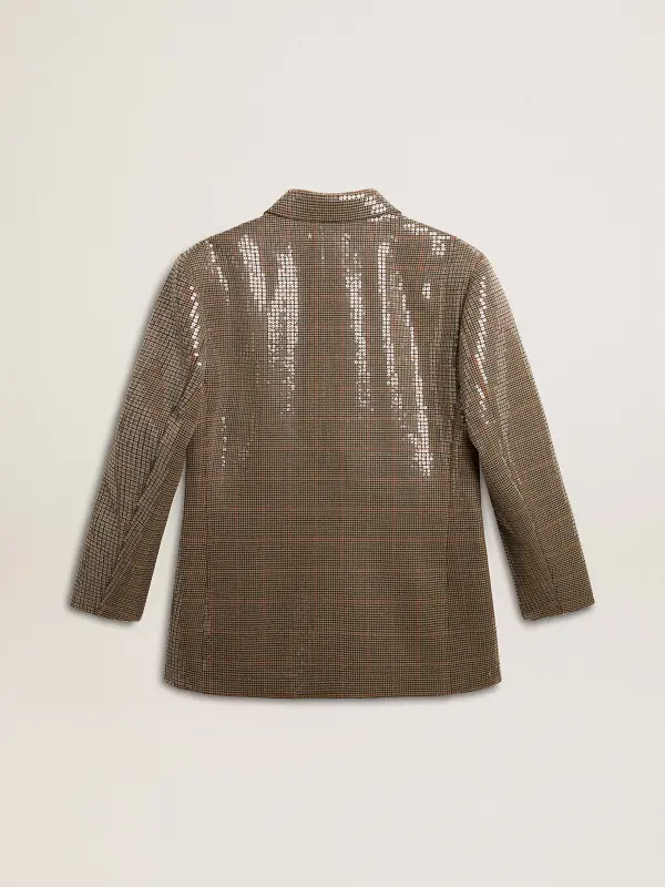Women’s houndstooth jacket with all-over sequin embroidery online