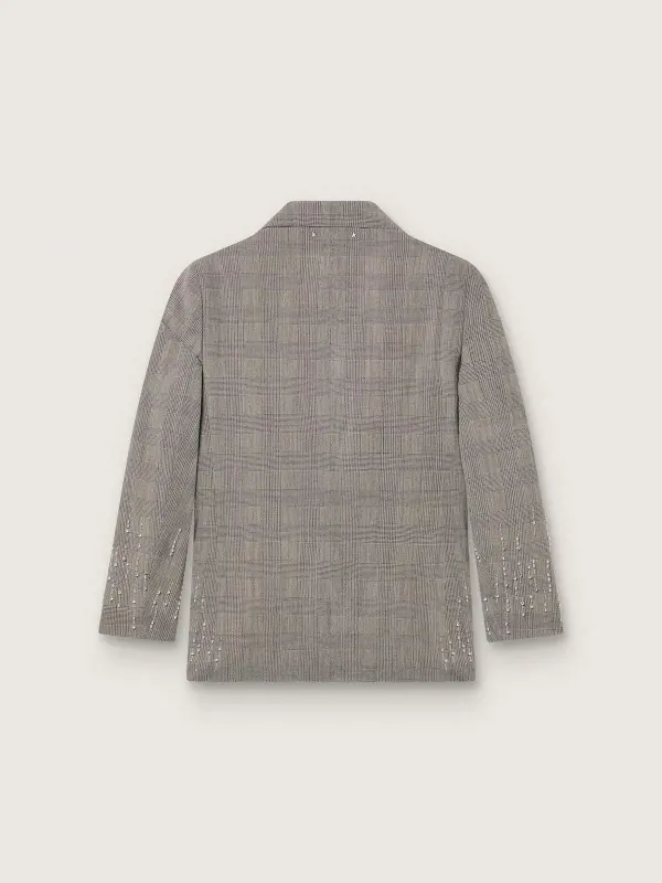 Women’s jacket in gray Prince of Wales check with crystal embroidery online