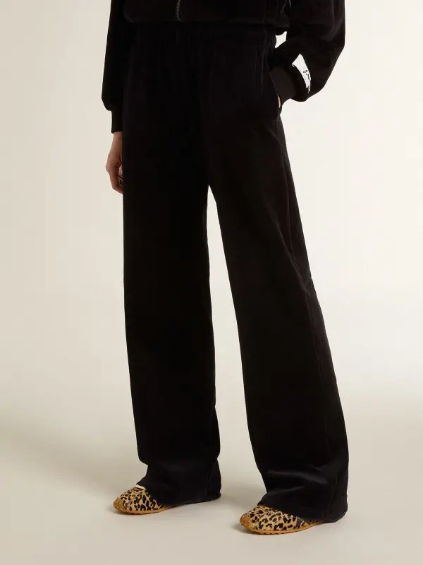 Women’s joggers in velvet-effect cotton blend online