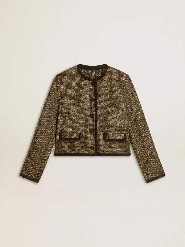 Women’s Journey jacket in wool tweed with coffee-colored suede details online