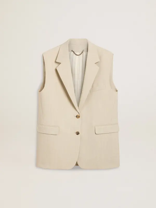Women’s khaki wool blend vest jacket online