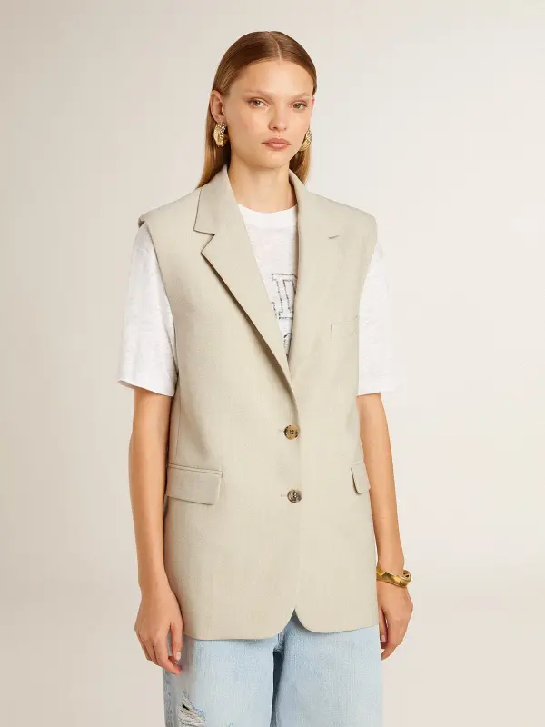 Women’s khaki wool blend vest jacket online