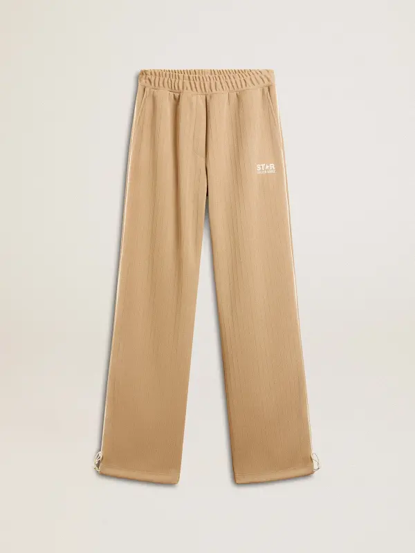 Women’s light beige joggers with white logo online