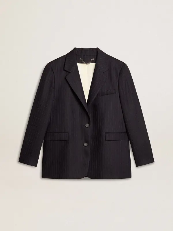 Women’s midnight blue wool single-breasted blazer online