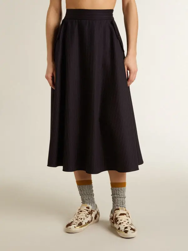 Women’s midnight blue wool skirt online
