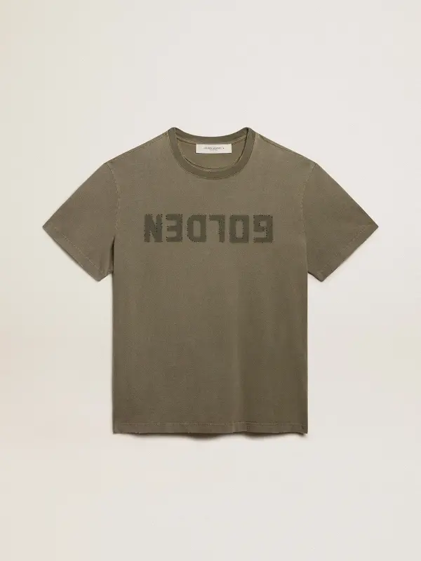 Women’s olive green T-shirt with Golden lettering online