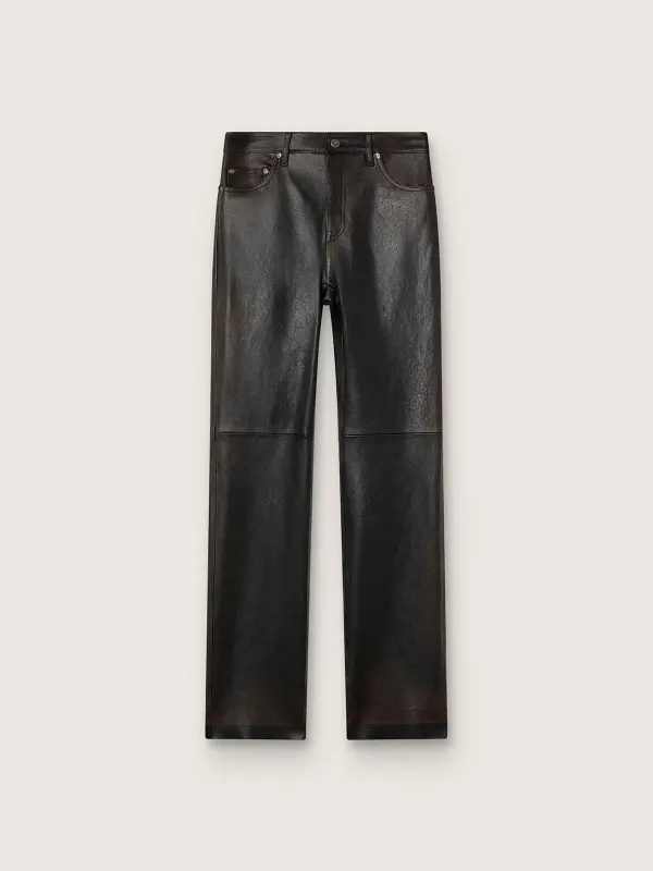 Women’s pants in dark burgundy nappa with vintage finish online