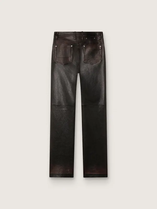 Women’s pants in dark burgundy nappa with vintage finish online