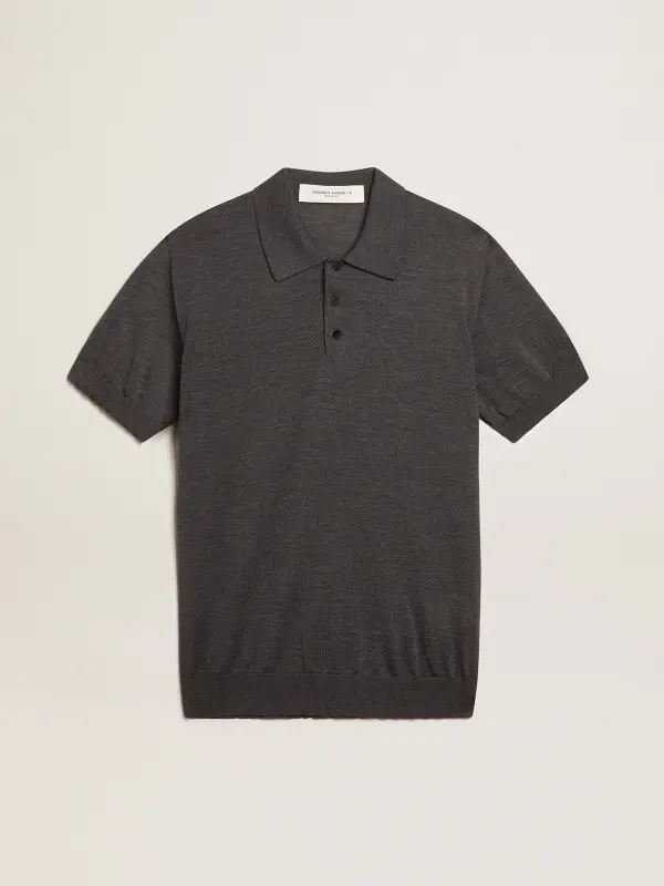 Women’s polo shirt in anthracite merino wool online