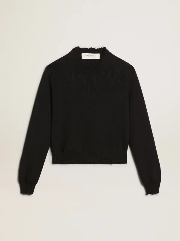 Women’s round-neck sweater in dark blue cotton online