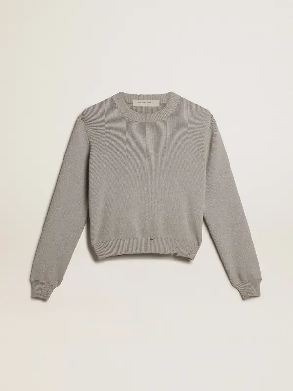 Women’s round-neck sweater in gray cotton online