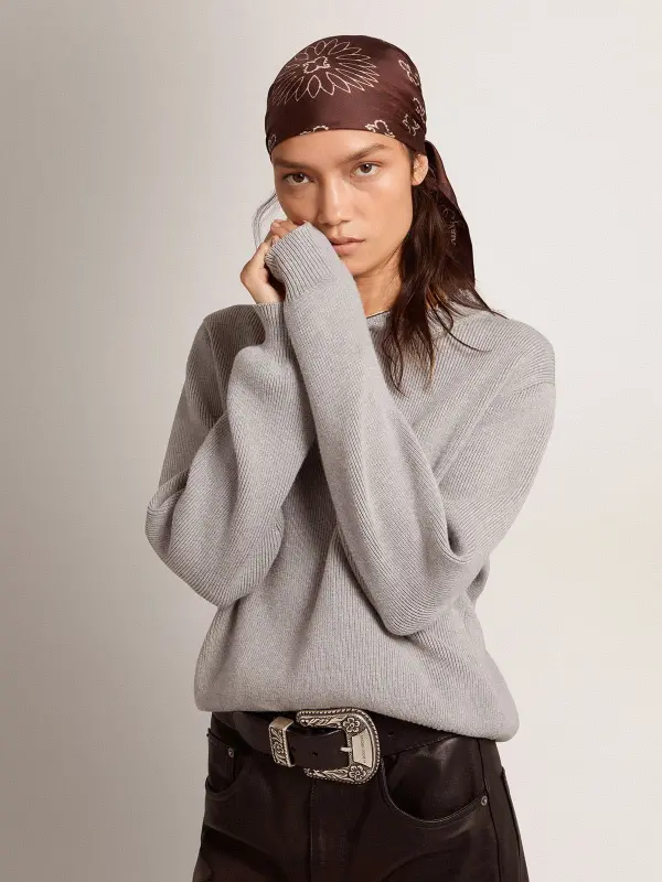 Women’s round-neck sweater in gray cotton online