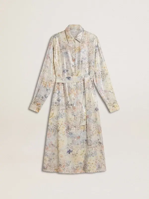 Women’s shirt dress with multicolor sequined floral print online