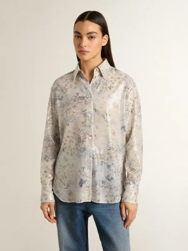 Women’s shirt with multicolor floral sequin print online