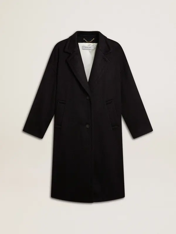 Women’s single-breasted black cocoon coat online