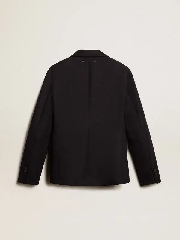 Women’s single-breasted blazer in dark blue wool gabardine online