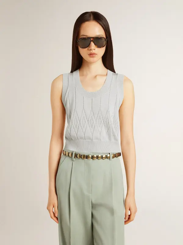 Women’s sleeveless tank top in baby blue knit online