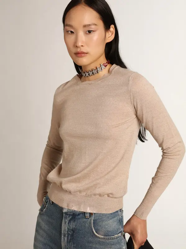 Women’s sweater in light brown merino wool online