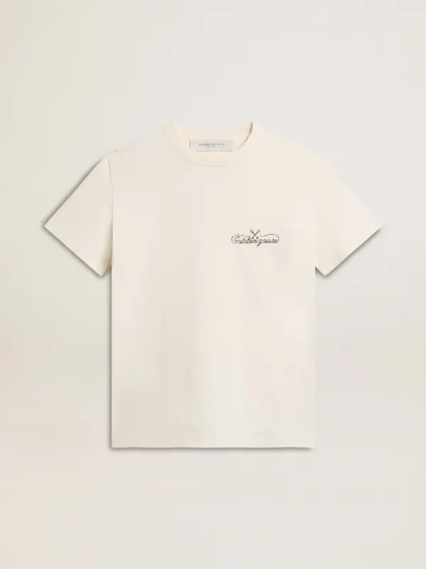 Women’s T-shirt in aged white with logo on the chest online