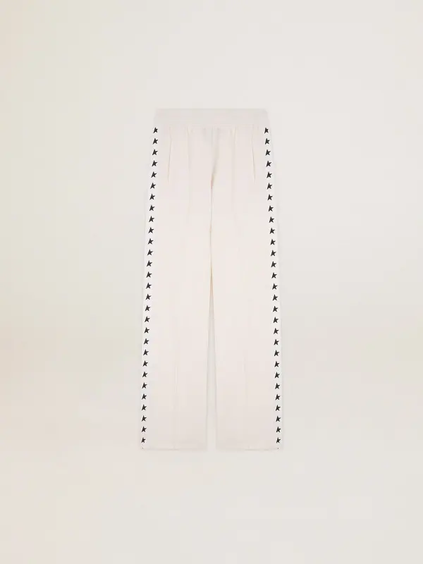 Women’s white joggers with stars on the sides online