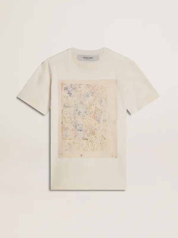 Women’s white T-shirt with floral print online