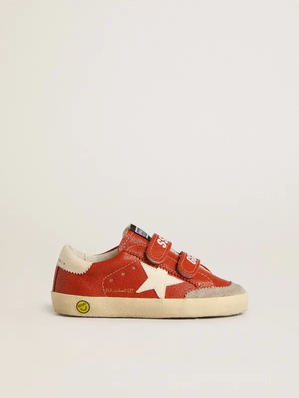 Young Old School in orange nappa with white star and cream-colored leather heel tab online