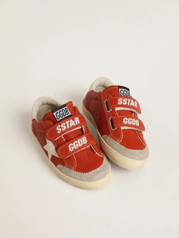 Young Old School in orange nappa with white star and cream-colored leather heel tab online