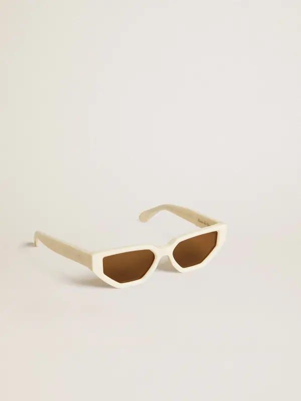 Rectangular-style sunglasses with beige frame online